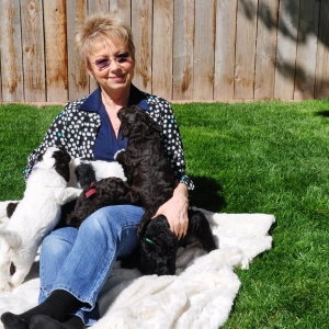 Carol with Zadie Pups 1st Outing